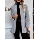 Open Front Textured Blazer, Elegant Long Sleeve Blazer For Office & Work, Women's Clothing