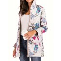 Floral Hooded Fall & Winter Jacket, Casual Open Front Long Sleeve Outerwear, Women's Clothing