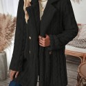 Solid Color Zipper Front Jacket, Casual Lapel Neck Long Sleeve Fuzzy Jacket For Winter, Women's Clothing