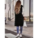 Solid Drawstring Hooded Vest, Versatile Sleeveless Winter Warm Outwear For Fall & Winter, Women's Clothing