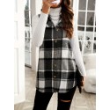 Plaid Pattern Sleeveless Vest, Casual Button Front Vest, Women's Clothing