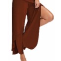 Y2K Women's Pants Solid Casual High Slit Flowy Layered Fashion Loose Wide Leg Pants