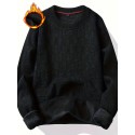 All Match Knitted Sweater, Men's Casual Warm Slightly Stretch Crew Neck Pullover Sweater For Men Fall Winter