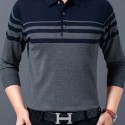 Men's Stylish Striped Sweater , Casual Mid Stretch Breathable Long Sleeve Shirt Top For City Walk Street Hanging