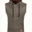 Elegant Hooded Mid Stretch Vest, Men's Casual Vintage Style Sleeveless Sweater Vest For Fall Winter