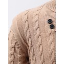 All Match Knitted Shawl Collar Sweater, Men's Casual Warm High Stretchy Pullover Sweater For Fall Winter