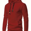 Waffle Cool Hoodies For Men, Men's Casual Solid Pullover Hooded Sweatshirt With Kangaroo Pocket Streetwear For Winter Fall, As Gifts