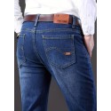 Men's Semi-formal Jeans, Chic Classic Design Stretch Jeans For Business