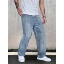 Classic Design Jeans, Men's Casual Street Style Distressed Denim Pants