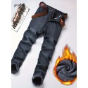 Men's Trendy Plush Lined Jeans Men's Denim Pants Streetwear Classic Jeans For Winter Fall