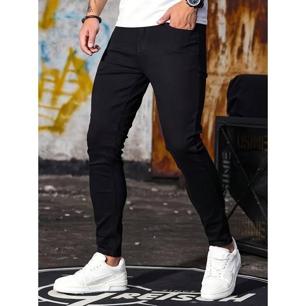 Slim Fit Jeans, Men's Casual Street Style Stretch Denim Pants