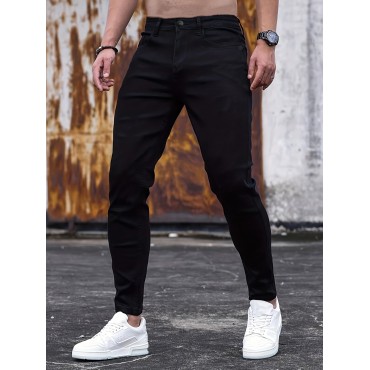 Men's Casual Skinny Jeans, Classic Design Medium Stretch Jeans