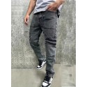 Men's Casual Multi Pocket Jeans, Chic Street Style Regular Jeans