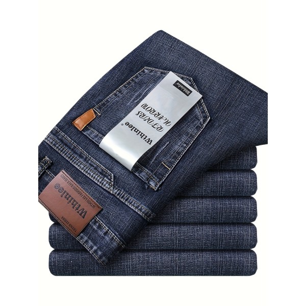 Men's Classic Design Jeans, Semi-formal Stretch Jeans For Business