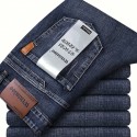 Men's Classic Design Jeans, Semi-formal Stretch Jeans For Business