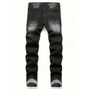 Men's Regular Distressed Jeans, Casual Street Style Medium Stretch Denim Pants With Pockets