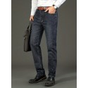 Men's High Quality Straight Leg Jeans For Business, Semi-formal Stretch Denim Pants