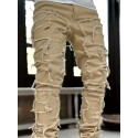 Creative Raw Trim Jeans, Men's Casual Street Style Medium Stretch Denim Pants