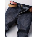 Men's Straight Leg Slightly Stretch Jeans For Business, Semi-formal Stretch Denim Pants, Men's Clothing