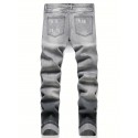 Men's Regular Ripped Jeans, Casual Street Style Distressed Denim Pants