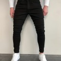 Slim Fit Cotton Jeans, Men's Casual Street Style Solid Color Classic Design Mid Stretch Denim Pants For Spring Summer