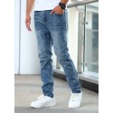 Men's Casual Medium Stretch Jeans, Classic Design Denim Pants