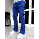 Creative Tassels Decoration Straight Fit Jeans, Men's Casual Medium Stretch Street Style Denim Pants For All Seasons