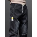 Men's Warm Thick Tapered Pants, Casual Trendy Cropped Pants For Fall Winter