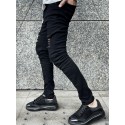 Men's Fashion Ripped Skinny Mid Stretch Jeans Slim Fit Denim Pants With Pockets