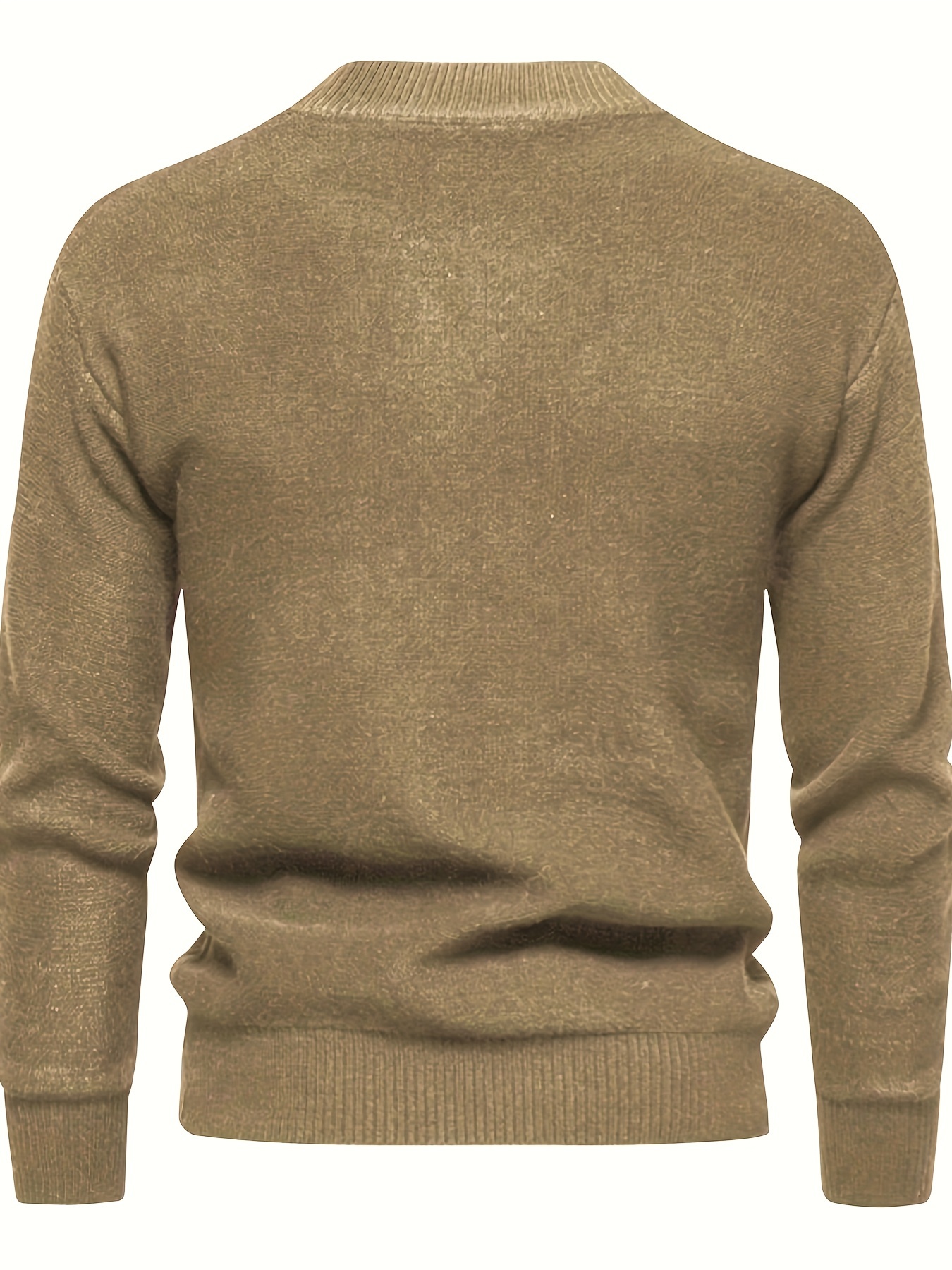 mens stylish solid knitted pullover casual mid stretch breathable long sleeve crew neck top for city walk street hanging outdoor activities details 11