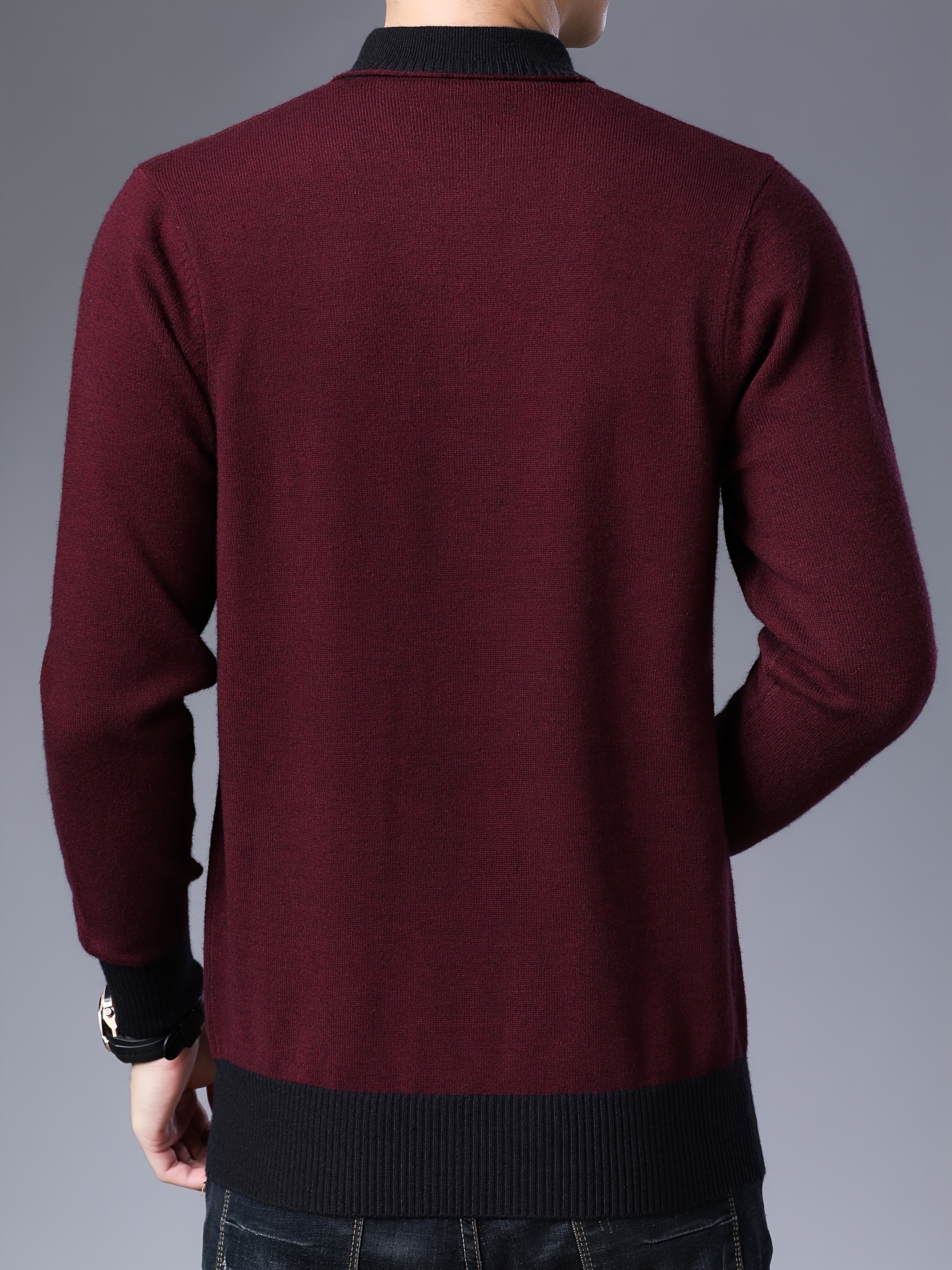 all match knitted slim sweater mens casual warm slightly stretch shawl collar pullover sweater for men fall winter details 2