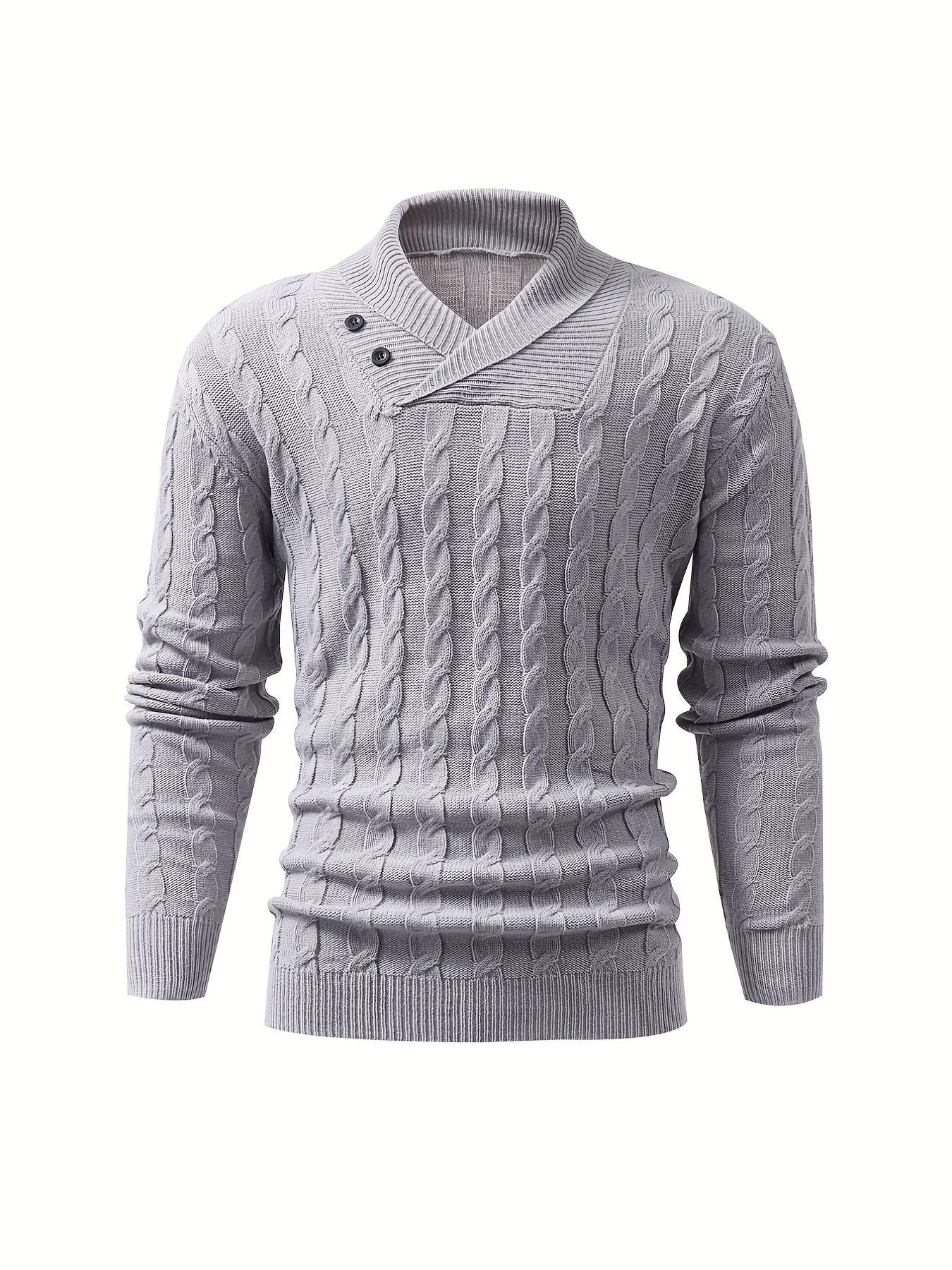 all match knitted shawl collar sweater mens casual warm high stretchy pullover sweater for fall winter details 31