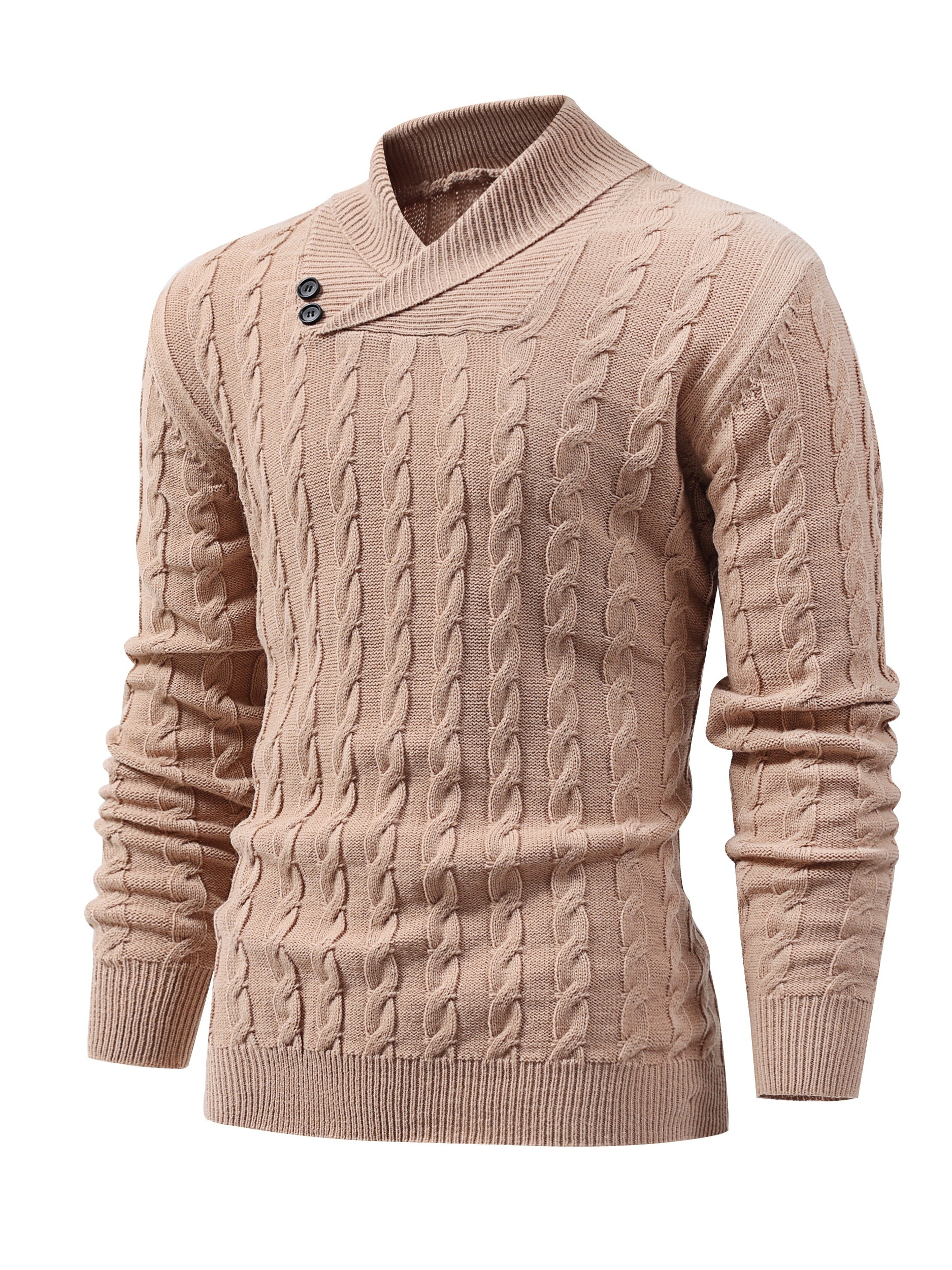 all match knitted shawl collar sweater mens casual warm high stretchy pullover sweater for fall winter details 41