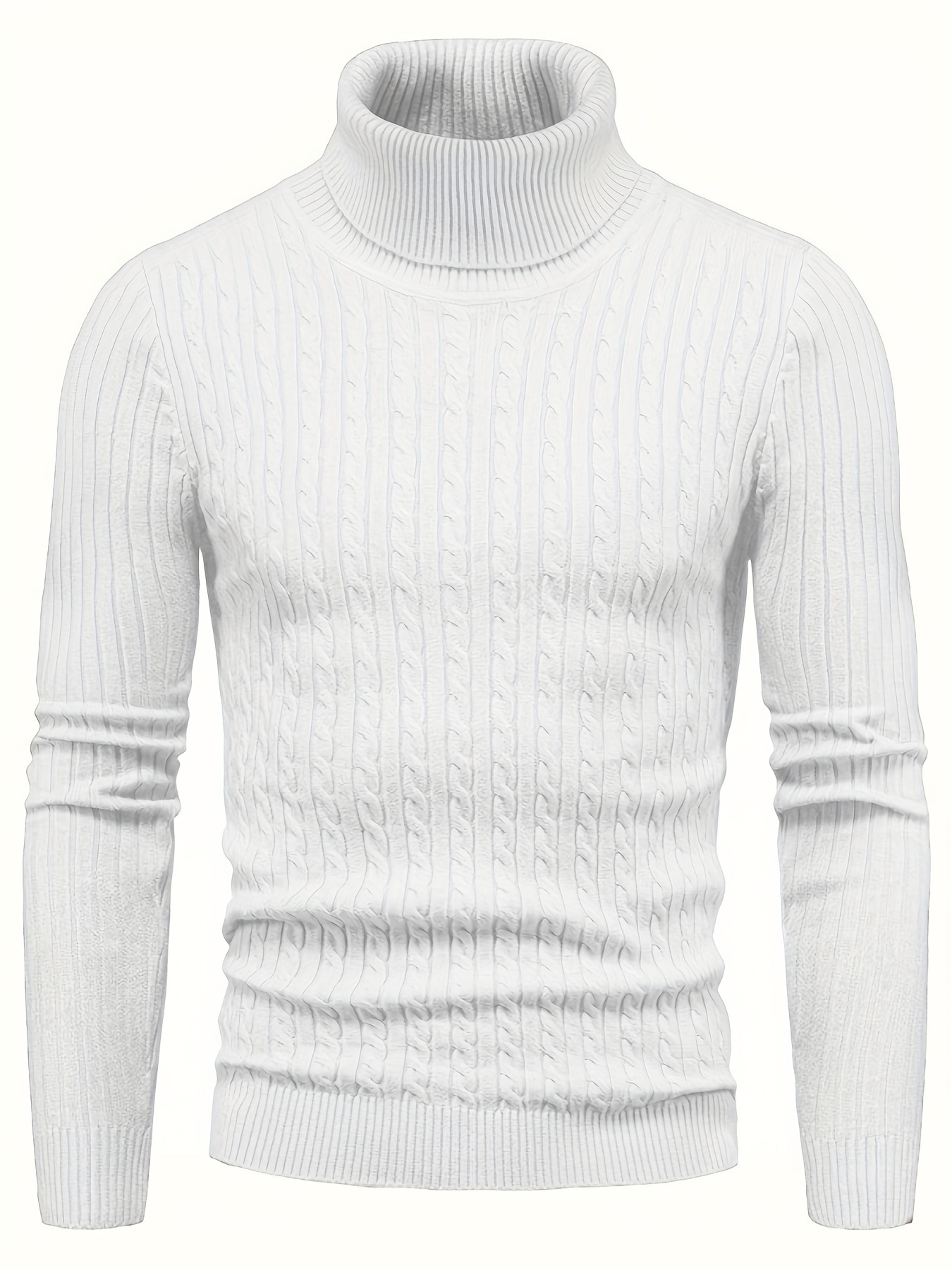 all match knitted solid sweater mens casual warm high stretch turtleneck pullover sweater for men fall winter details 0