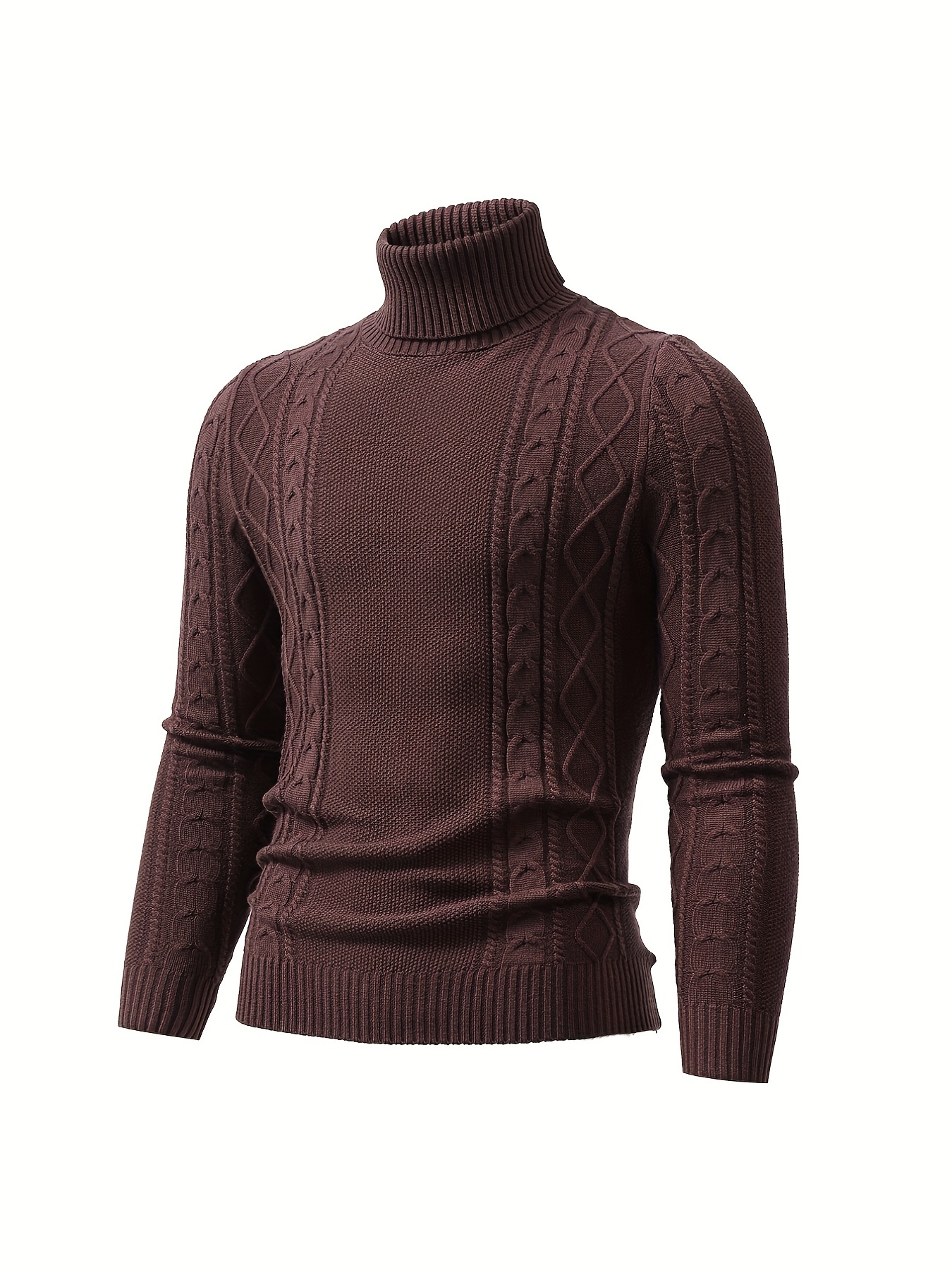 mens plain turtleneck sweater trendy high stretch fashion comfy thermal tops details 15