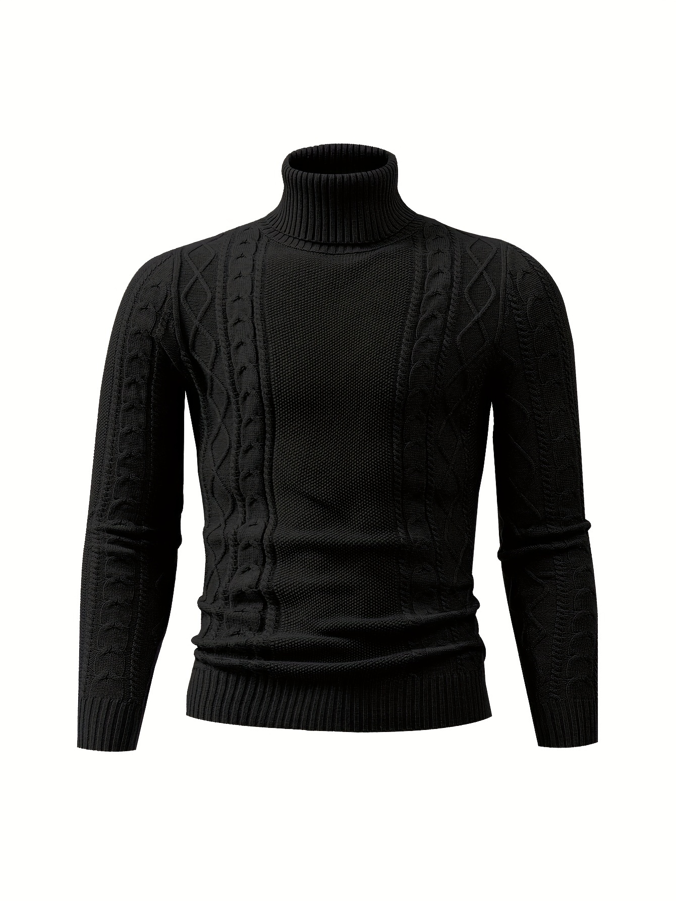 mens plain turtleneck sweater trendy high stretch fashion comfy thermal tops details 39