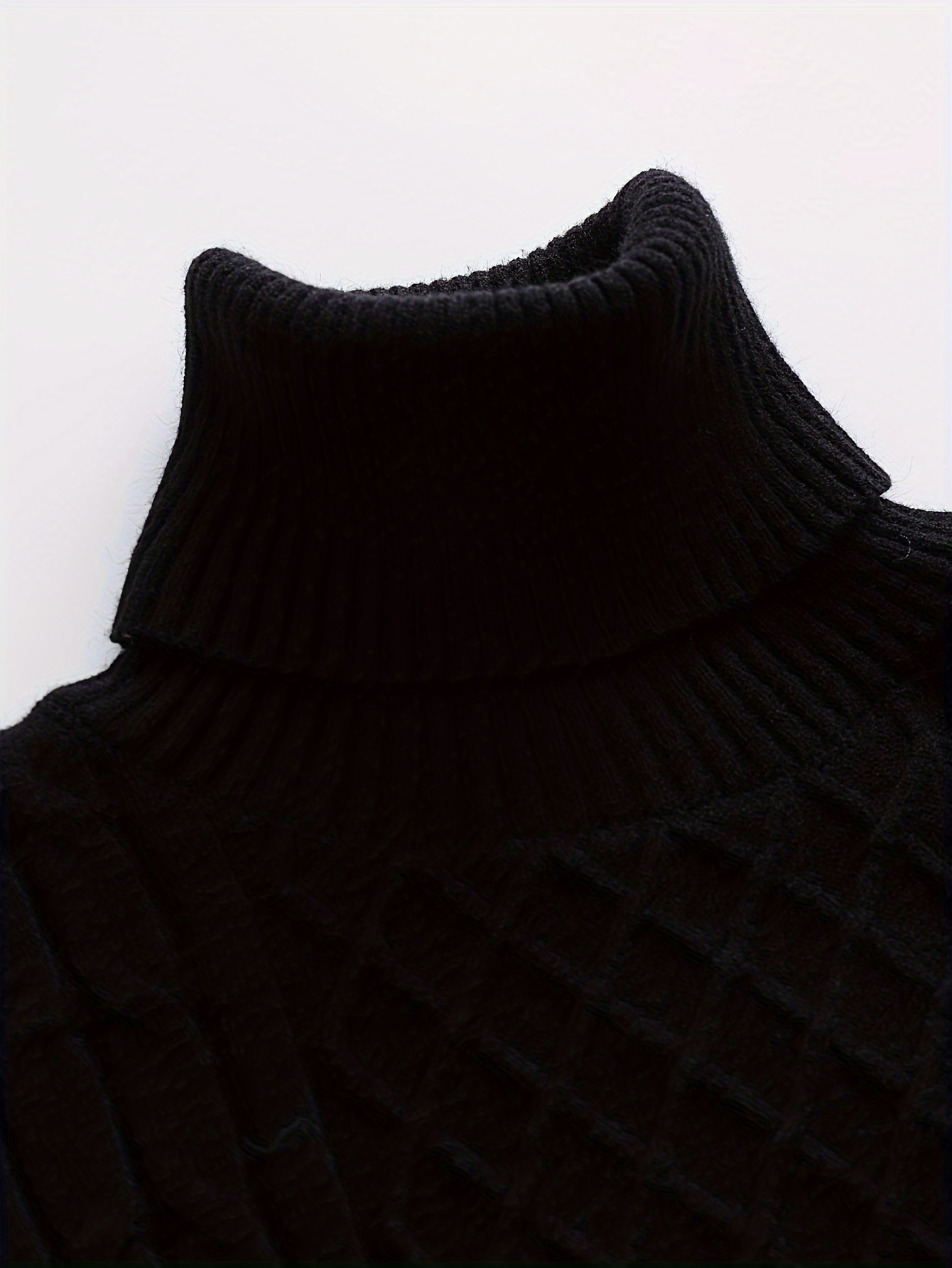 turtle neck knitted cable sweater mens casual warm solid high stretch pullover sweater for fall winter details 39