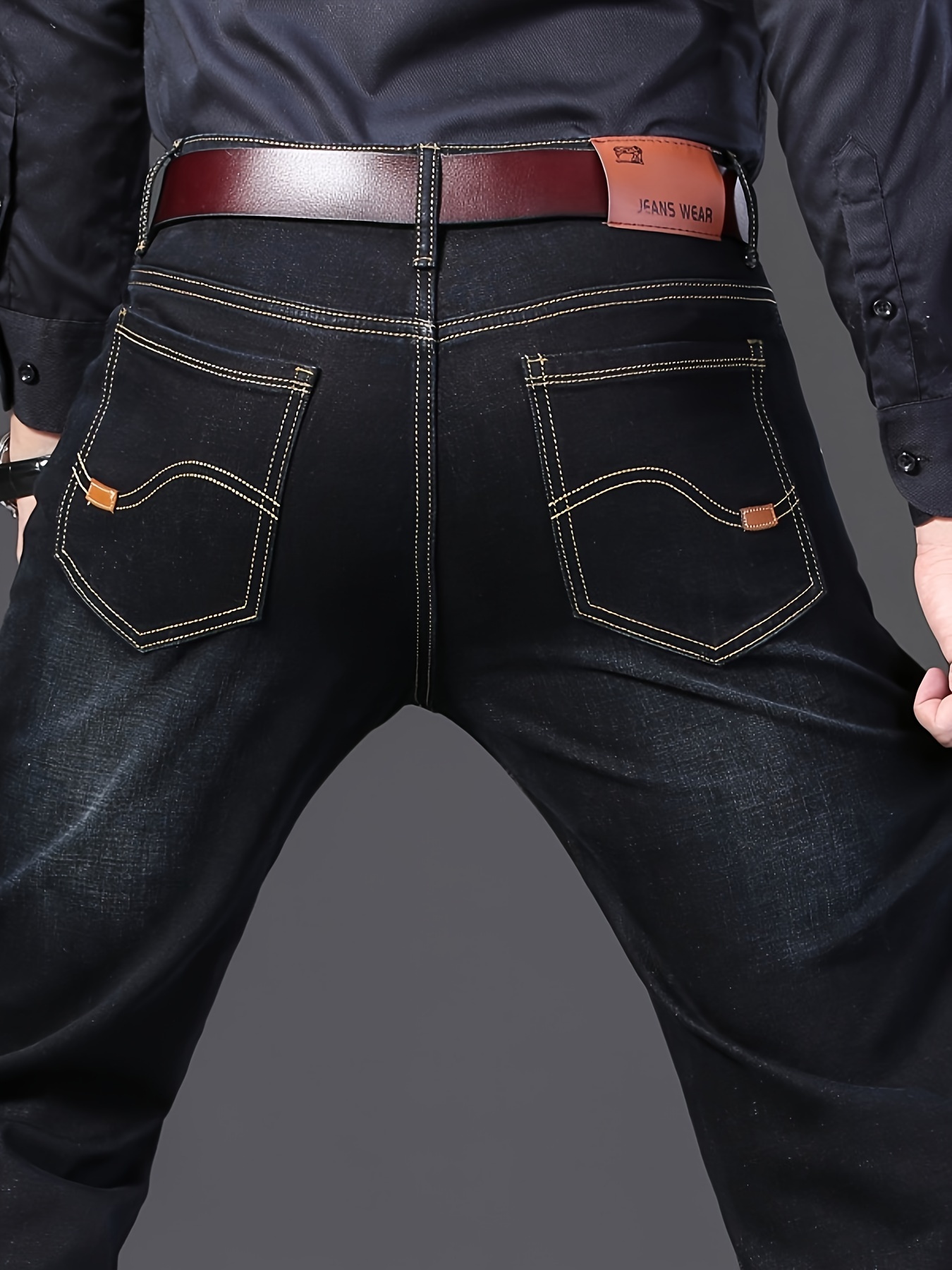 semi formal jeans, mens semi formal jeans chic classic design stretch jeans for business details 8