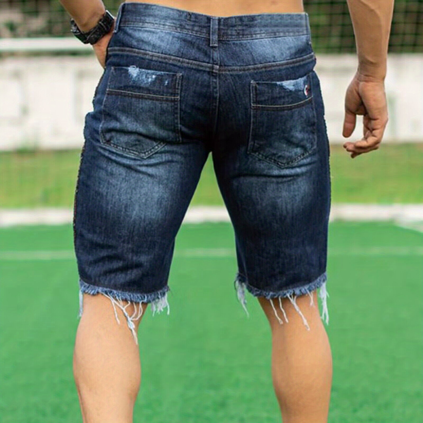 ripped denim shorts mens casual street style all match distressed denim shorts for summer details 2