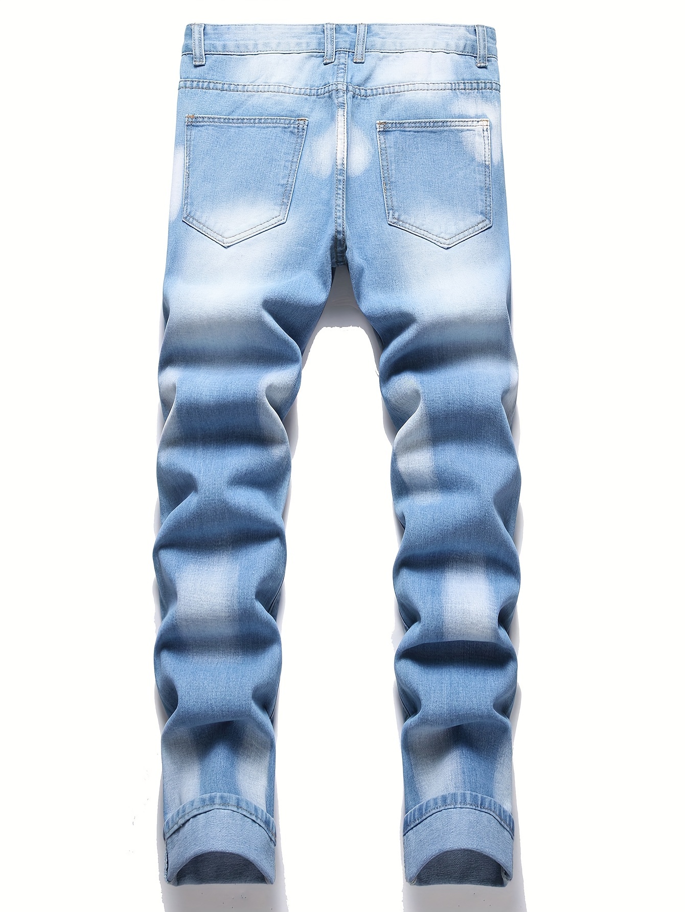 mens regular ripped jeans casual street style distressed denim pants details 21