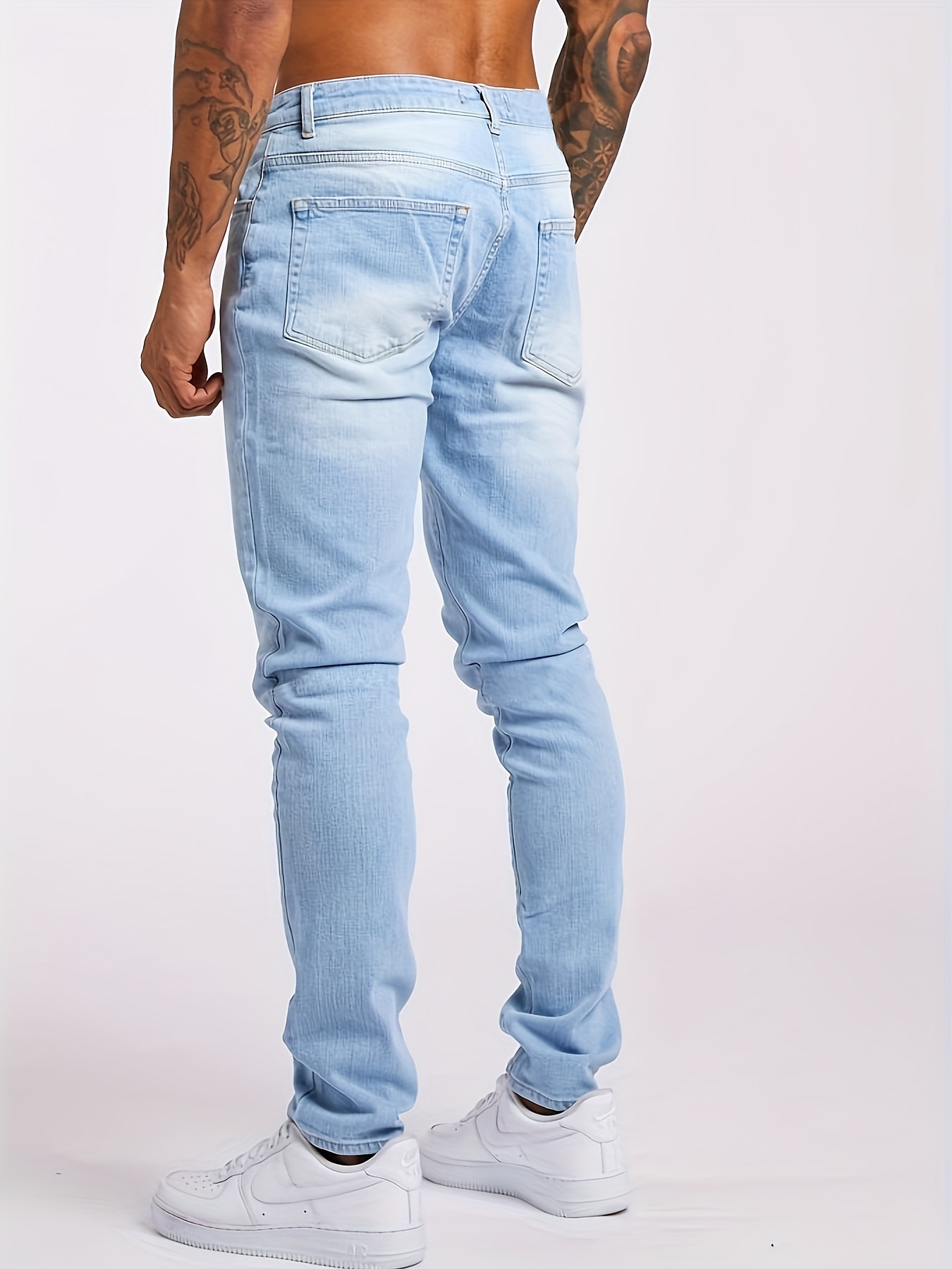 slim fit jeans mens casual street style solid color mid stretch denim pants for spring summer details 6