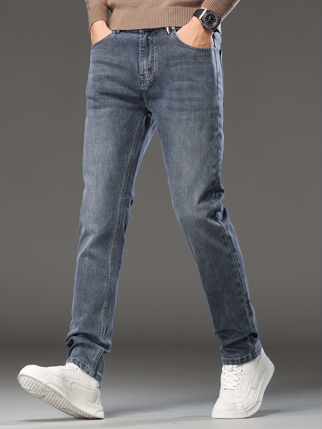 mens semi formal skinny jeans for business leisure activities details 2